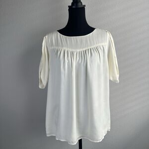 Hatch Maternity Top One Size Ivory Tulip Lightweight Lined Short Sleeve Pullover